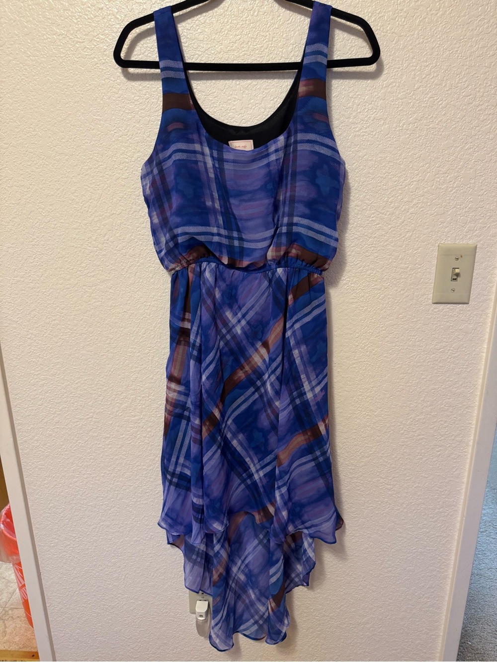 love...ady Blue Plaid Sleeveless Dress